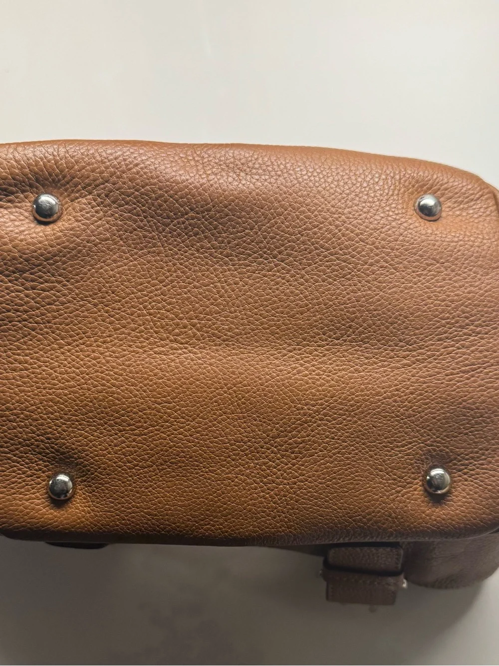 Tignanello Brown Pebbled Leather Tote Shoulder Bag Silver Buckles⁠